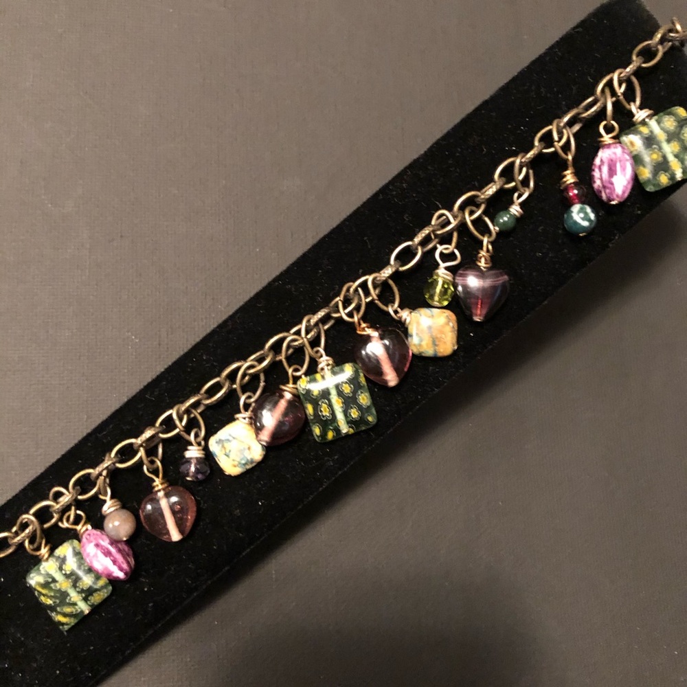 Boho Look Bracelet Warm Tones & Copper Color Chain